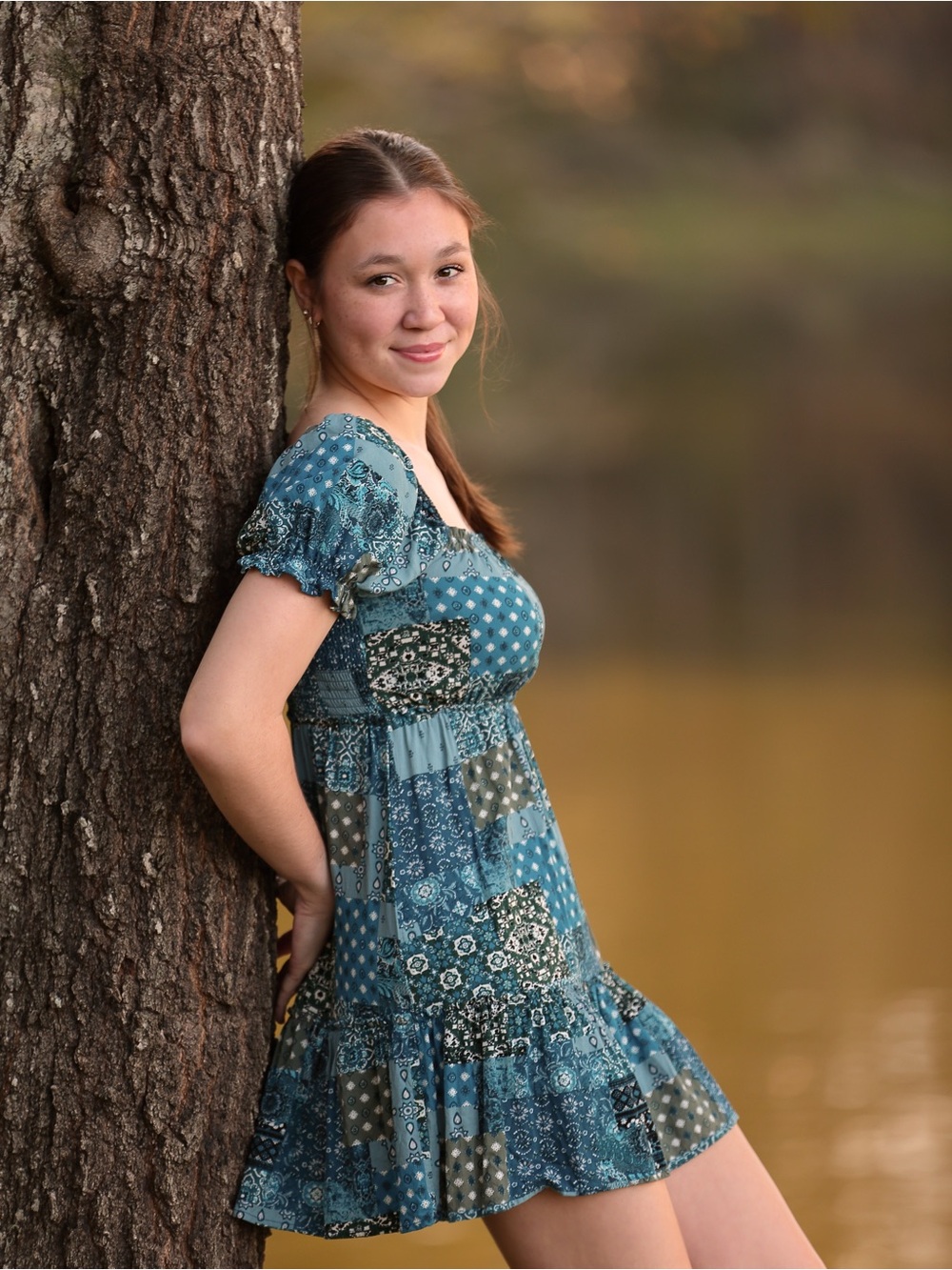 Rewind Teal Patchwork Short Sleeve Dress